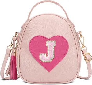 KKXIU Purse Gifts for Girls Cute Little Girl Crossbody Bag Heart Kids Small Backpack with Tassel (J)
