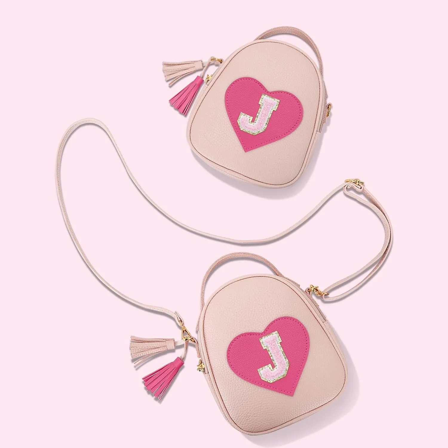 KKXIU Purse Gifts for Girls Cute Little Girl Crossbody Bag Heart Kids Small Backpack with Tassel (J)