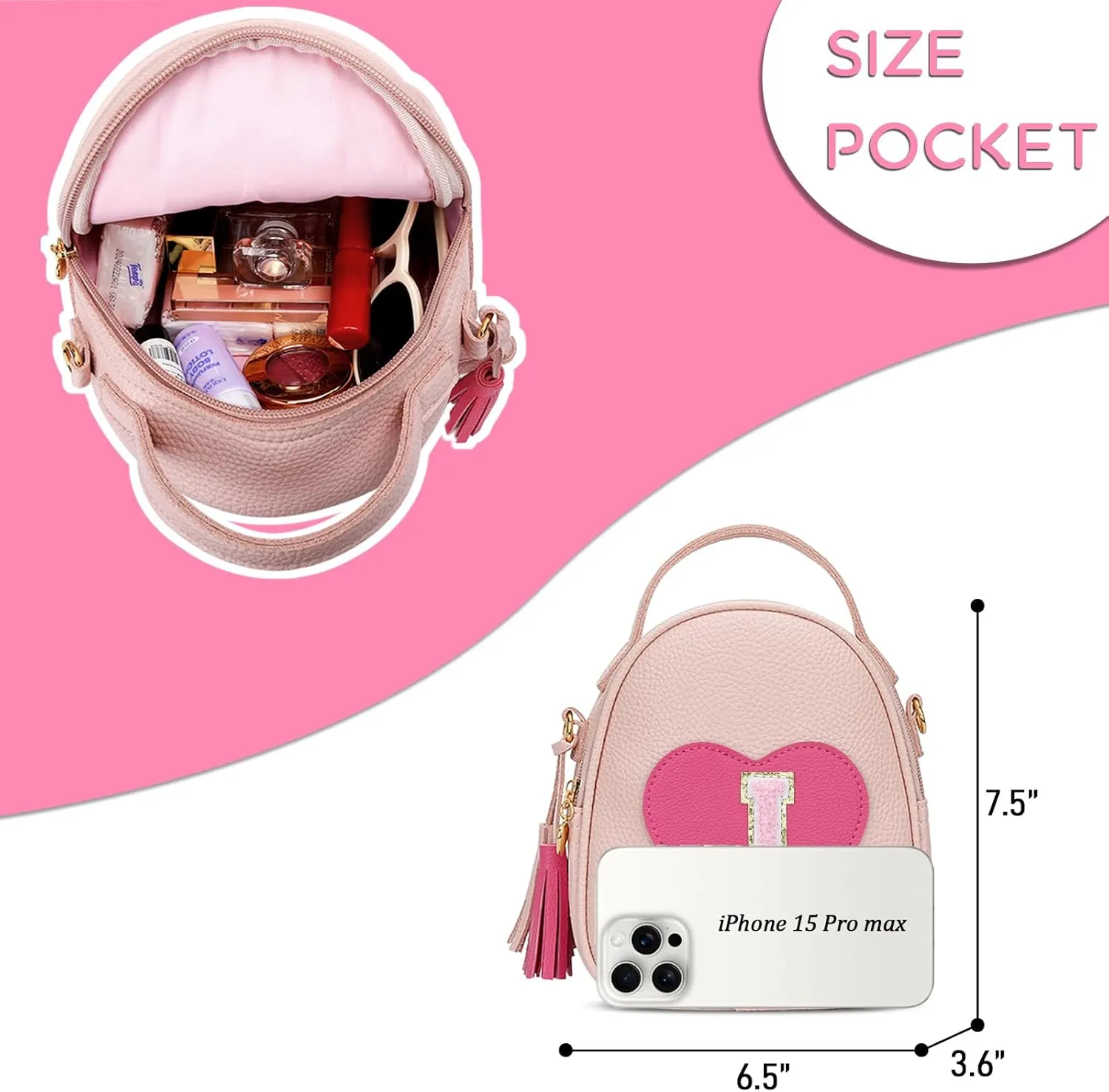 KKXIU Purse Gifts for Girls Cute Little Girl Crossbody Bag Heart Kids Small Backpack with Tassel (J)