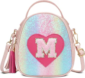 KKXIU Purse Gifts for Girls Cute Little Girl Crossbody Bag Heart Kids Small Backpack with Tassel (Shine-M)