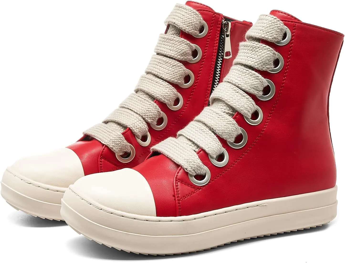 Kluolandi Fashion High Top Sneakers for Women Wide Lace Up Black White Platform Sneaker Shoes with Zipper