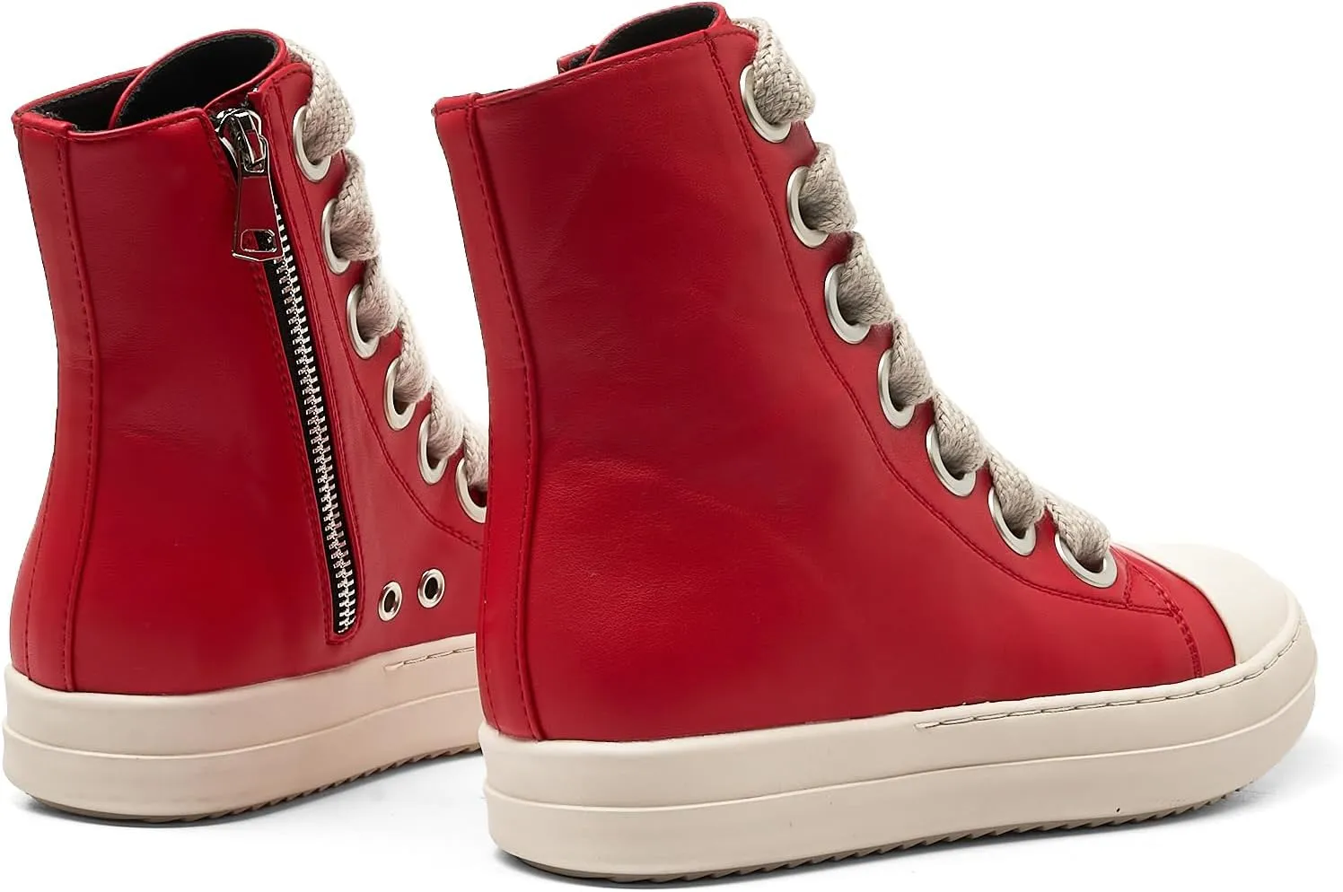 Kluolandi Fashion High Top Sneakers for Women Wide Lace Up Black White Platform Sneaker Shoes with Zipper
