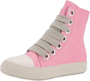 Kluolandi Fashion High Top Sneakers for Women Wide Lace Up Black White Platform Sneaker Shoes with Zipper