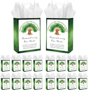 Kolldenn 50 Sets Family Reunion Party Favor Gift Bags with Handles Bulk Family Tree Remembering Our Roots Kraft Treat Goody Bags with Tissue Paper for Family Gathering Party Supplies Decorations