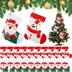 Kolldenn 90 Pcs Zipper Design Christmas Stocking Goodie Bags with Hanging Rope - Sealable Cookie & Candy Treat Bags for Xmas Tree & Holiday Party Favors