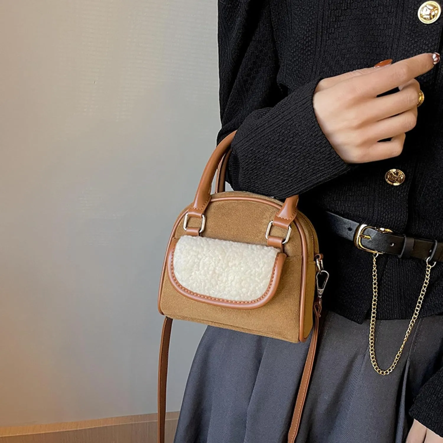 Korean Style Handbag Women's Autumn And Winter New Versatile Contrast Color Fashion Niche Single Shoulder Crossbody Bag