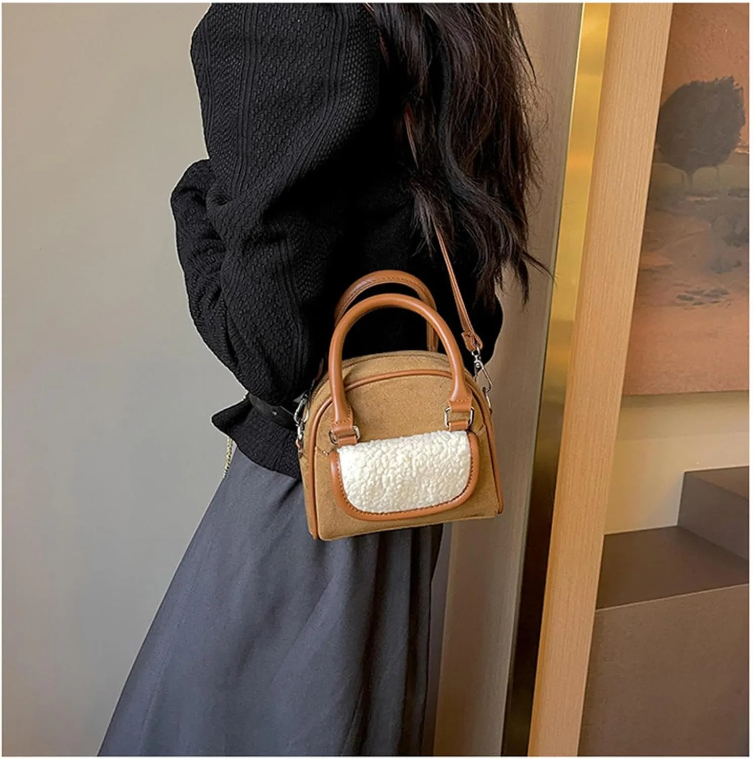 Korean Style Handbag Women's Autumn And Winter New Versatile Contrast Color Fashion Niche Single Shoulder Crossbody Bag