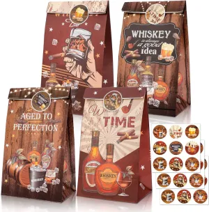 KRISTIN PARADISE 12Pcs Whiskey Party Favor Bags, Men Aged to Perfection Theme Birthday Paper Goodie Gift Bags