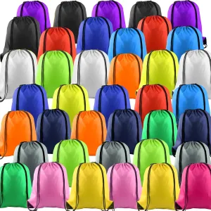 KUUQA 40Pcs Drawstring Backpack Bags Bulk Drawstring Bag Foldable Gym Bag Sport Cinch Sack String Backpack Storage Bags for Women Men Shopping Gym Travel Sports (15 Colors)