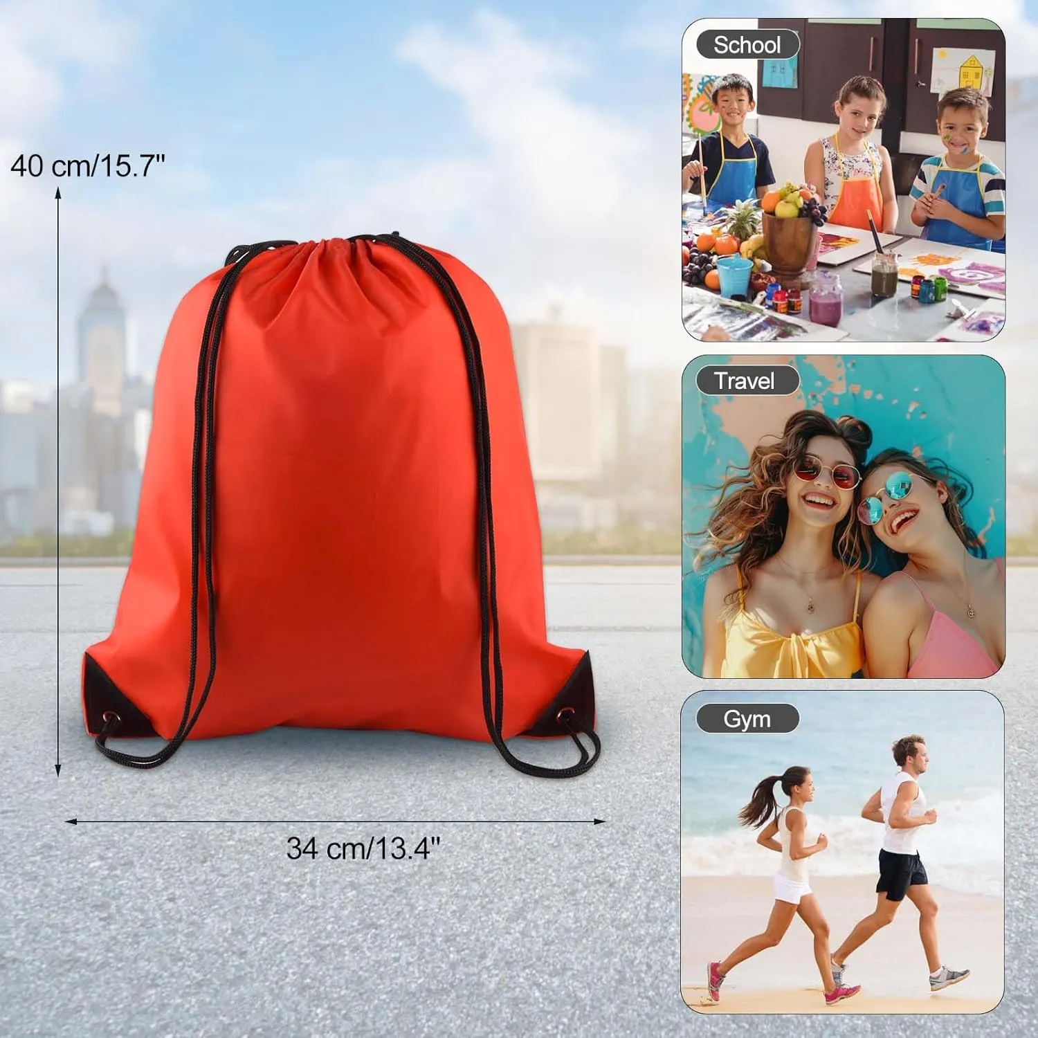 KUUQA 40Pcs Red Drawstring Backpack Bags Sack Drawstring Bags Bulk String Backpack Storage Bags for Sport Gym Traveling