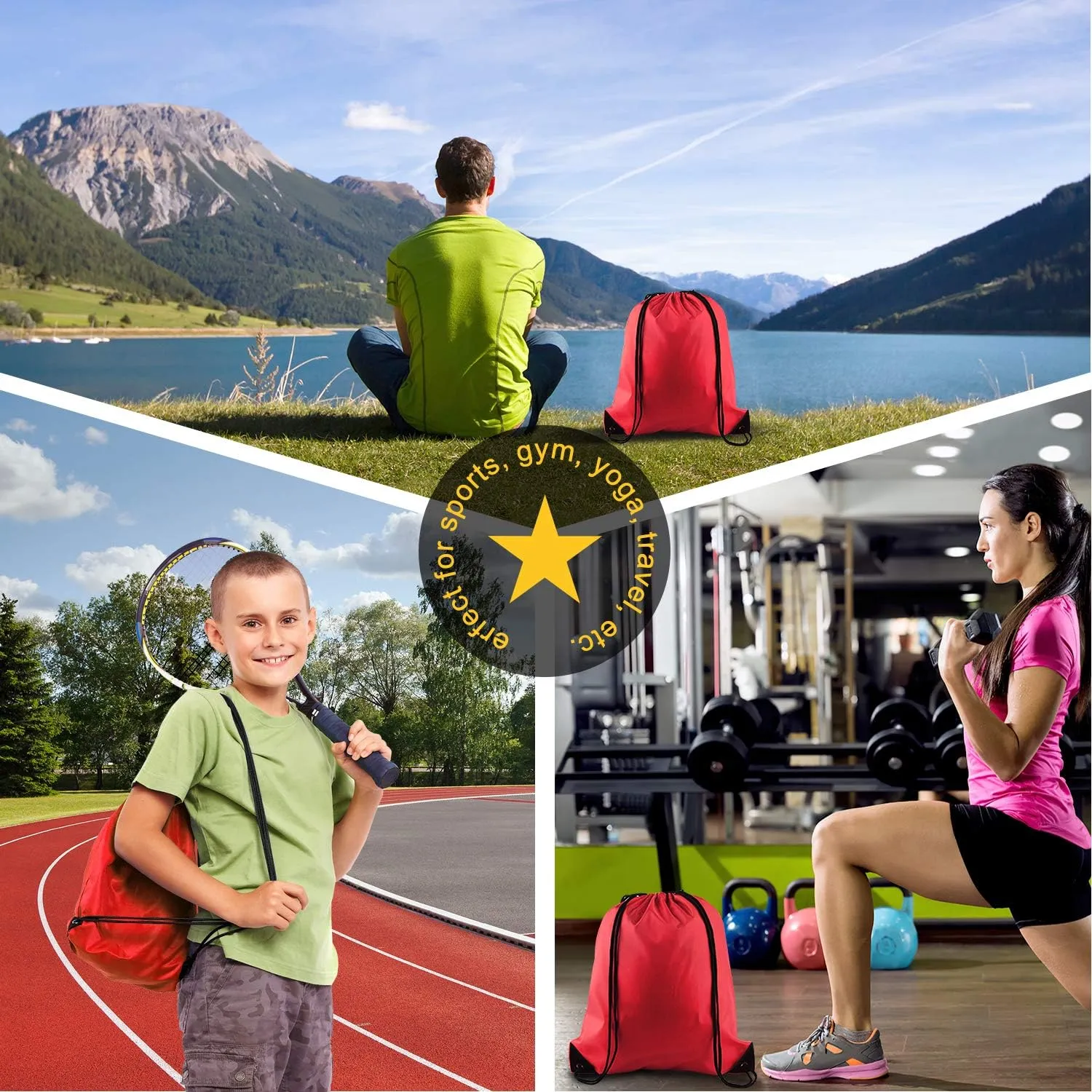KUUQA 40Pcs Red Drawstring Backpack Bags Sack Drawstring Bags Bulk String Backpack Storage Bags for Sport Gym Traveling