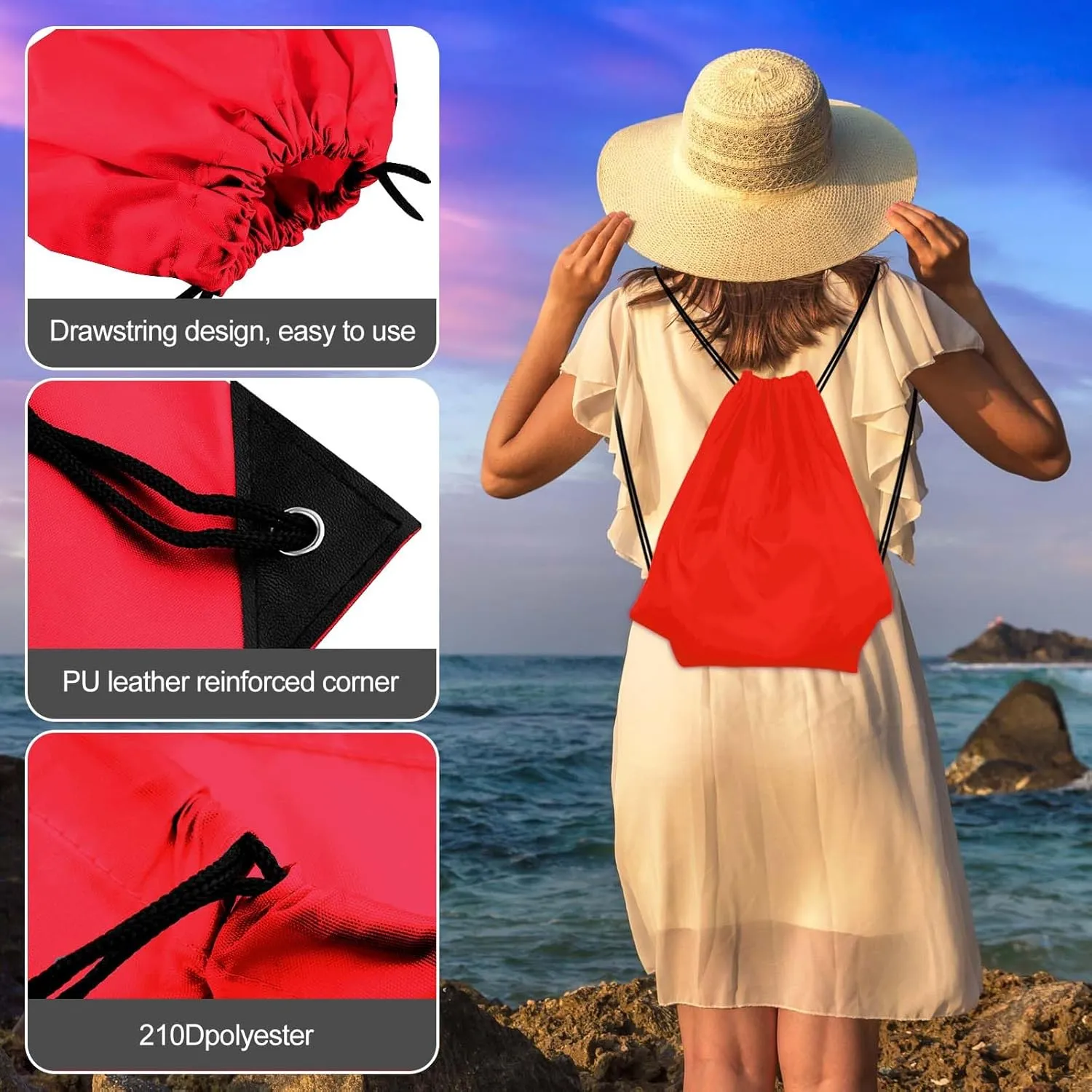 KUUQA 40Pcs Red Drawstring Backpack Bags Sack Drawstring Bags Bulk String Backpack Storage Bags for Sport Gym Traveling