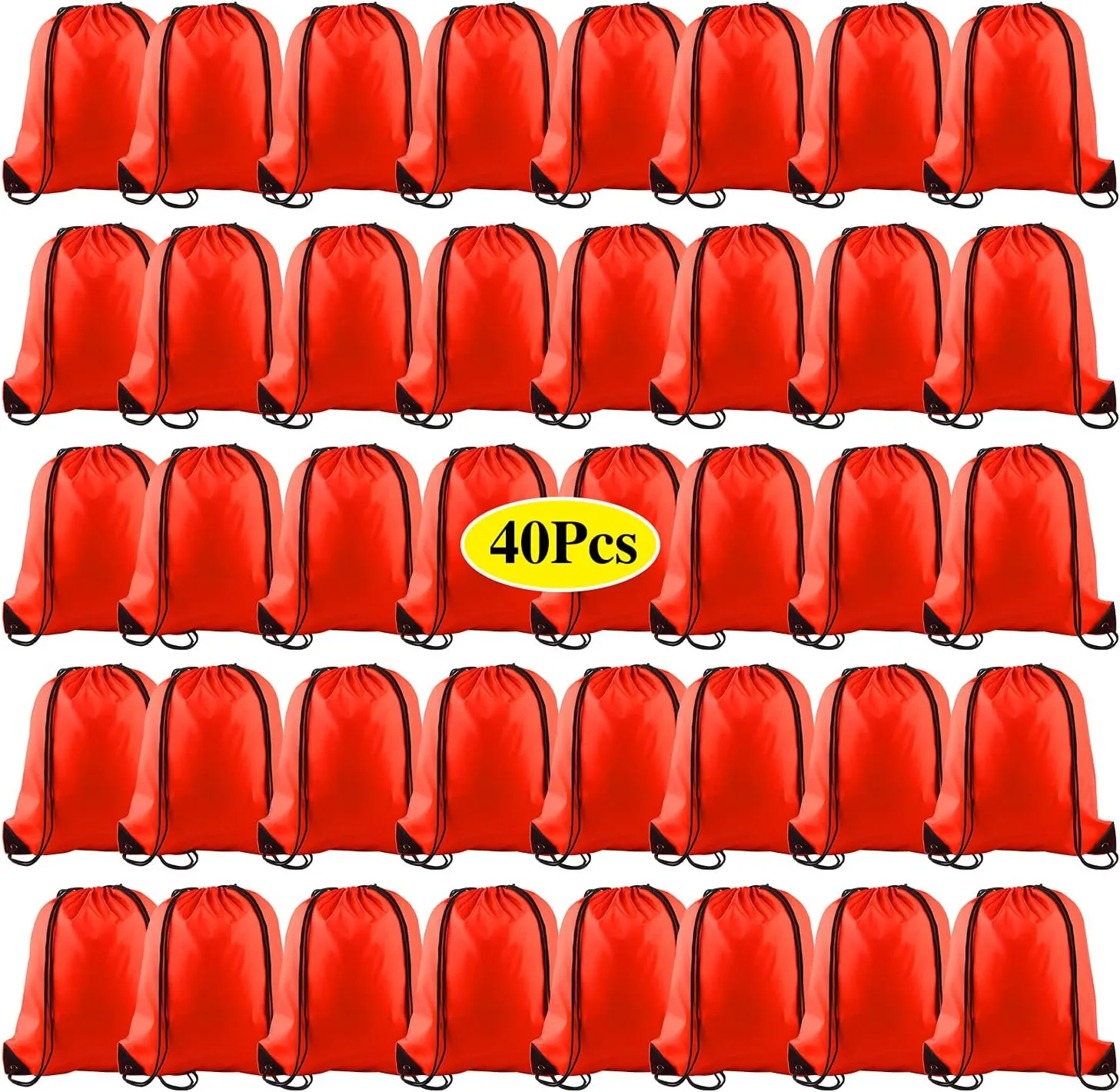 KUUQA 40Pcs Red Drawstring Backpack Bags Sack Drawstring Bags Bulk String Backpack Storage Bags for Sport Gym Traveling