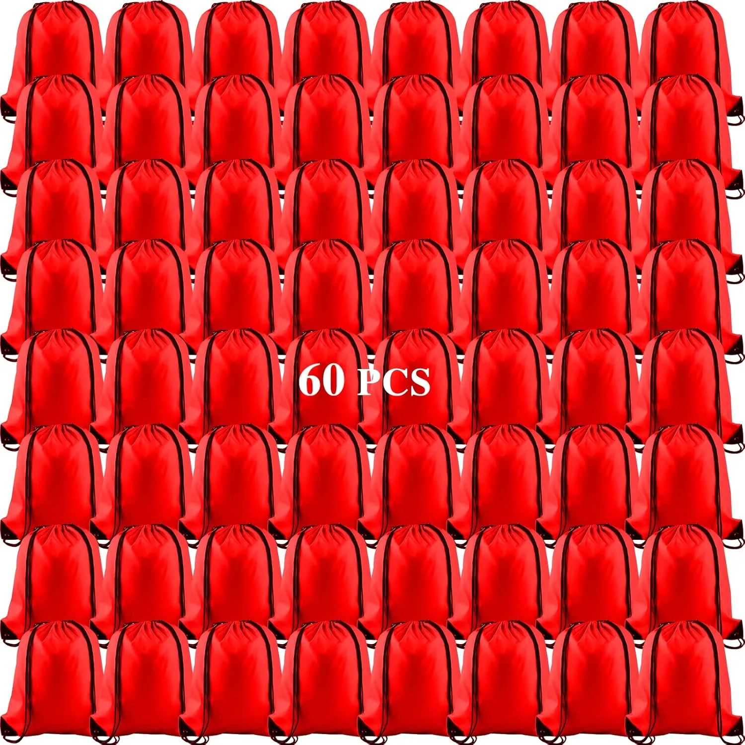 KUUQA 60Pcs Red Drawstring Backpack Bag Sack Drawstring Bags Bulk String Bags Storage Bags for Sport Gym Traveling