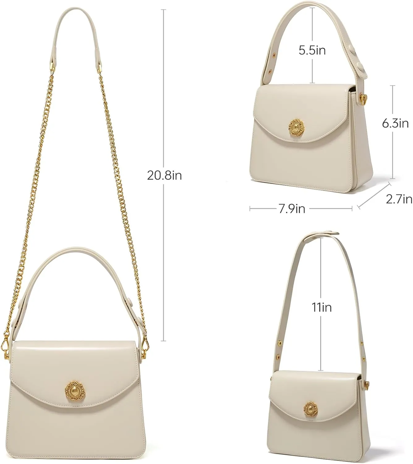 LA FESTIN Leather Top Handle Satchel Purse for Women Crossbody Bags Small Shoulder Purse Square Handbag with Adjustable Strap