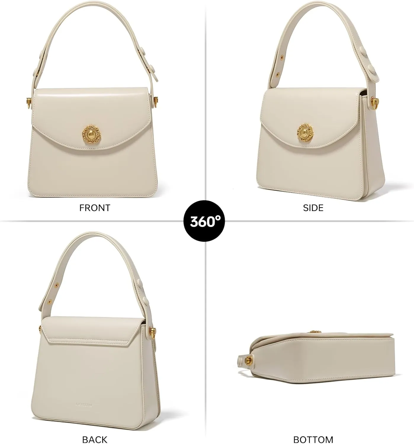 LA FESTIN Leather Top Handle Satchel Purse for Women Crossbody Bags Small Shoulder Purse Square Handbag with Adjustable Strap