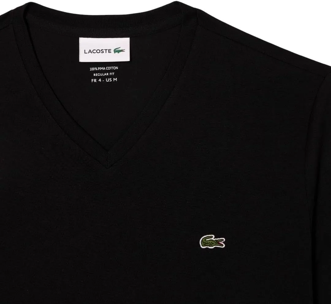 Lacoste Men's Short Sleeve V-Neck Pima Cotton Jersey T-Shirt