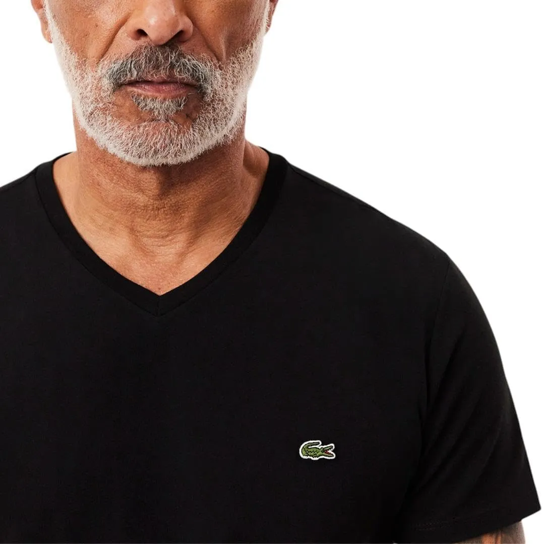 Lacoste Men's Short Sleeve V-Neck Pima Cotton Jersey T-Shirt
