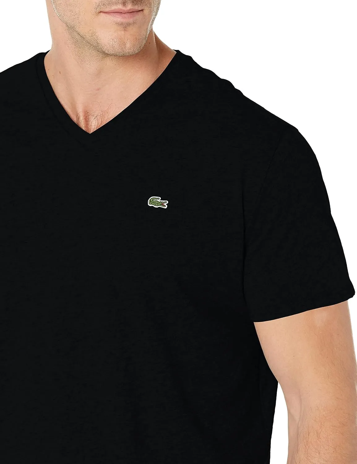 Lacoste Men's Short Sleeve V-Neck Pima Cotton Jersey T-Shirt