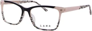 L.A.M.B. LAUF117 BLK Eyeglasses Women's Black/Bone Full Rim Square Shape 57mm