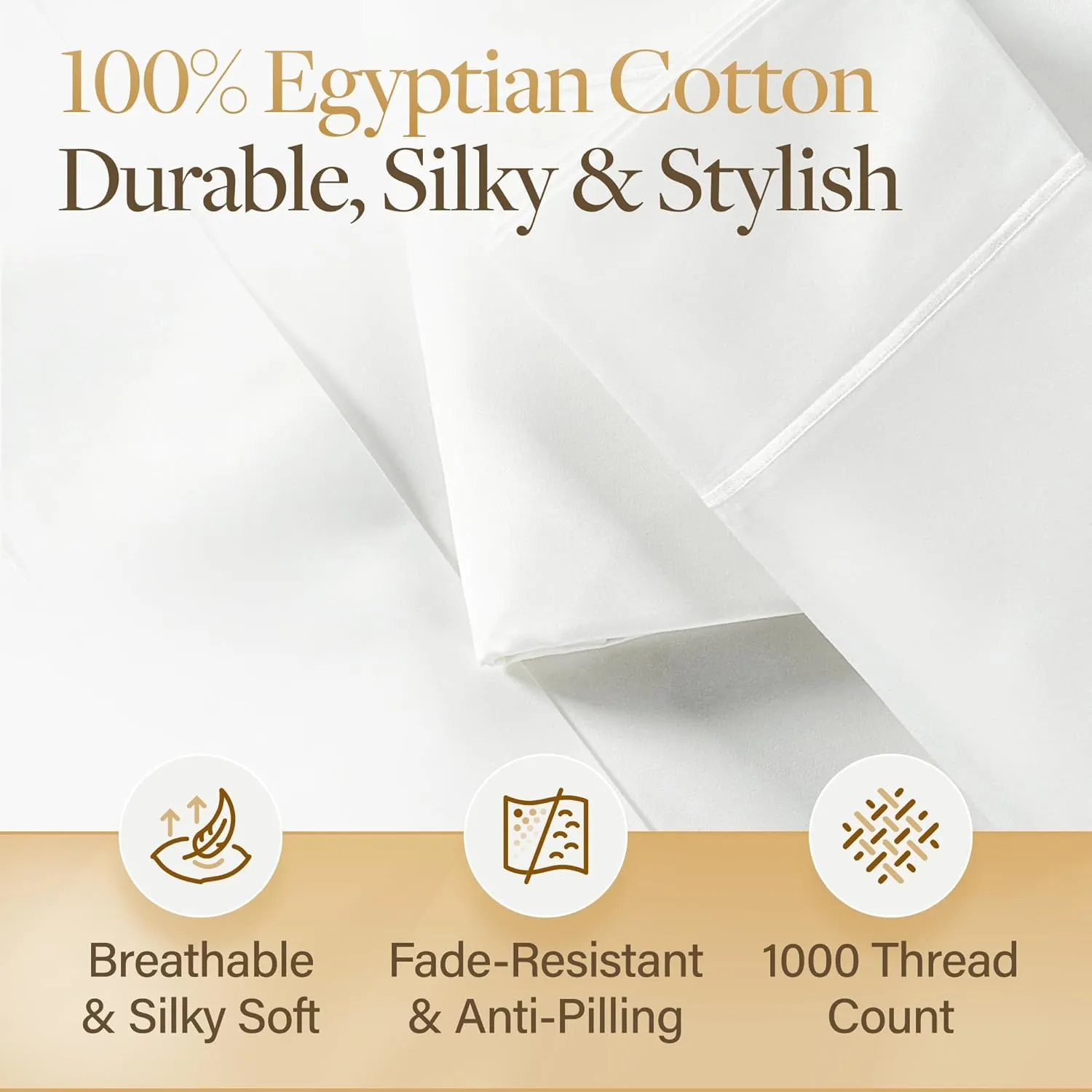 LANE LINEN 100% Egyptian Cotton King Sheets Set – 4 Piece Sateen Weave Bed Sheets, Ultra Soft, 16" Deep Pocket, Luxury King Size Sheet Set – White