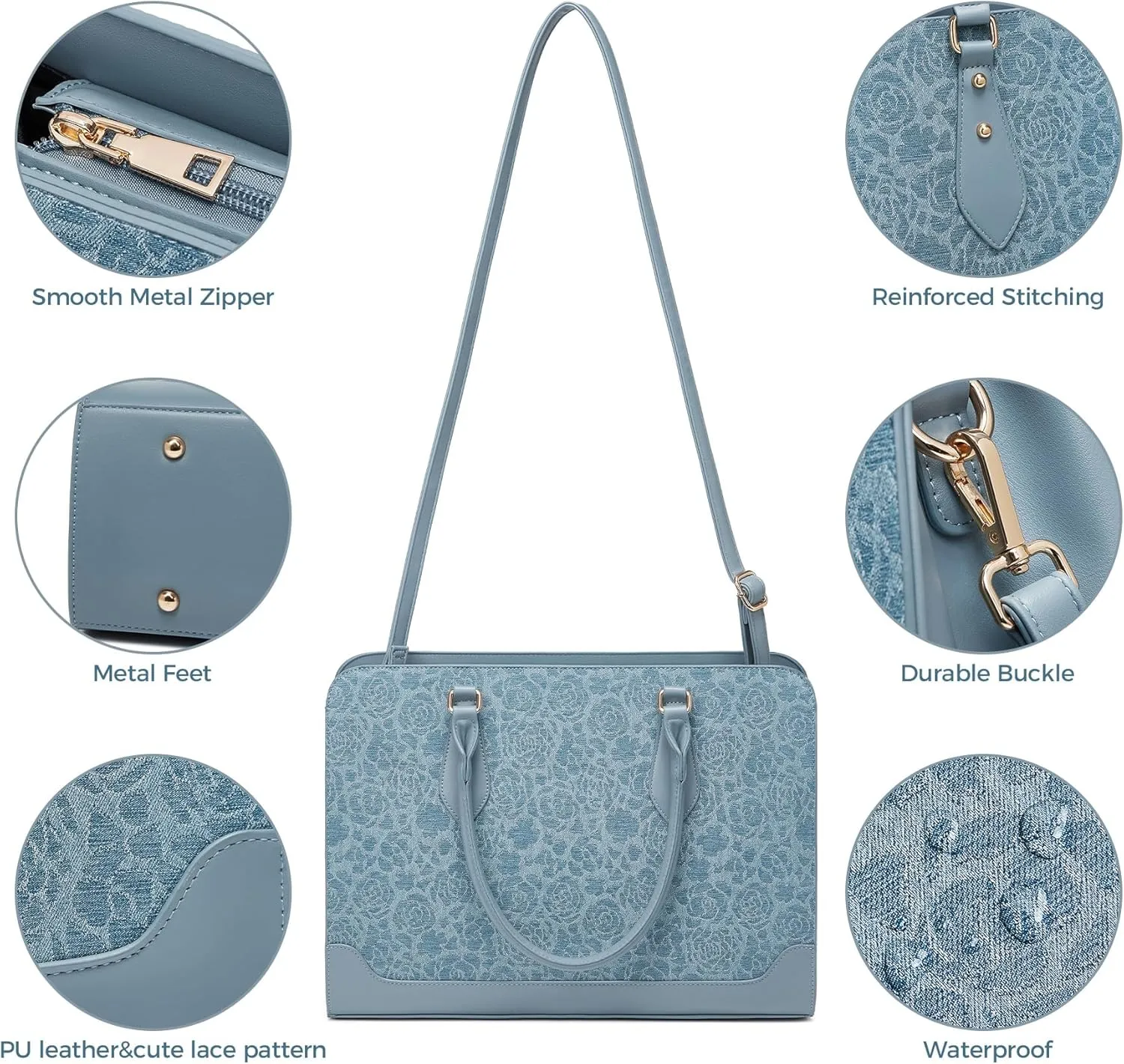 Laptop Bag for Women 15.6 Inch Work Tote Bag for Women,Leather Computer Bags Waterproof Tote Professional Briefcase,Large Capacity Business Office Bag for Work