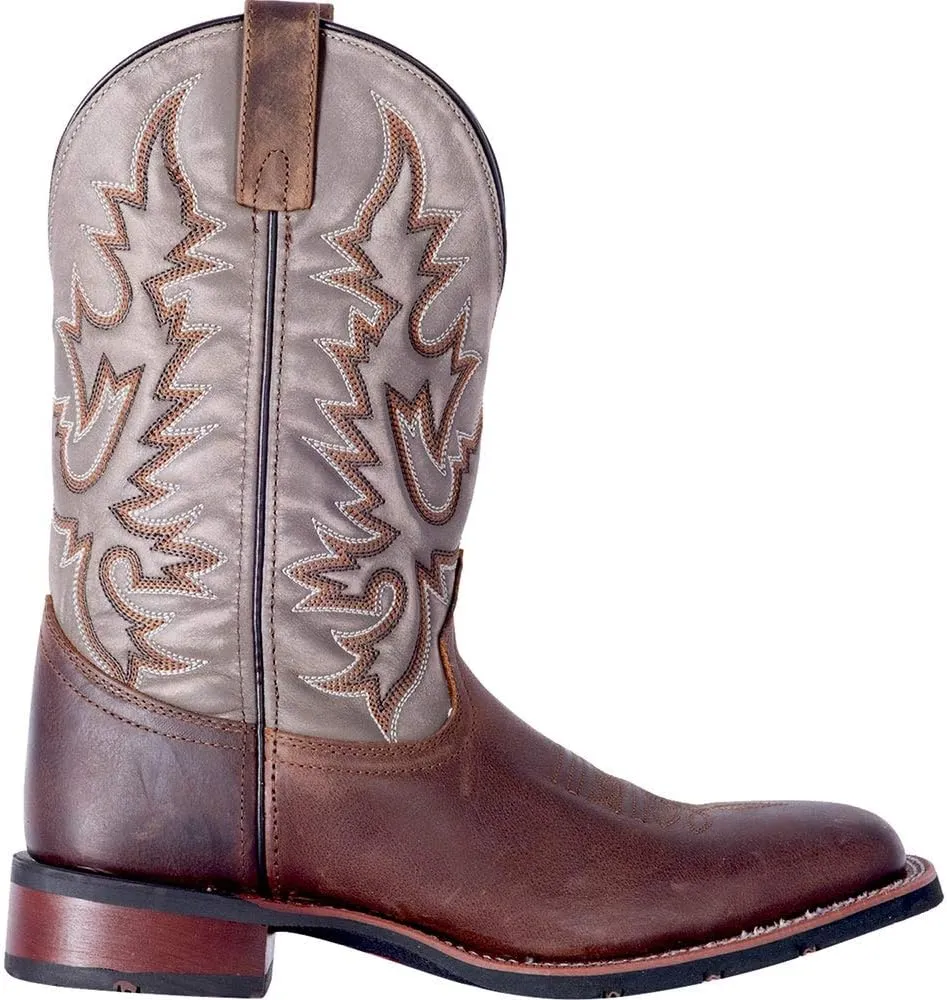 Laredo Mens Montana Embroidered Square Toe Pull On Casual Boots Mid Calf - Brown