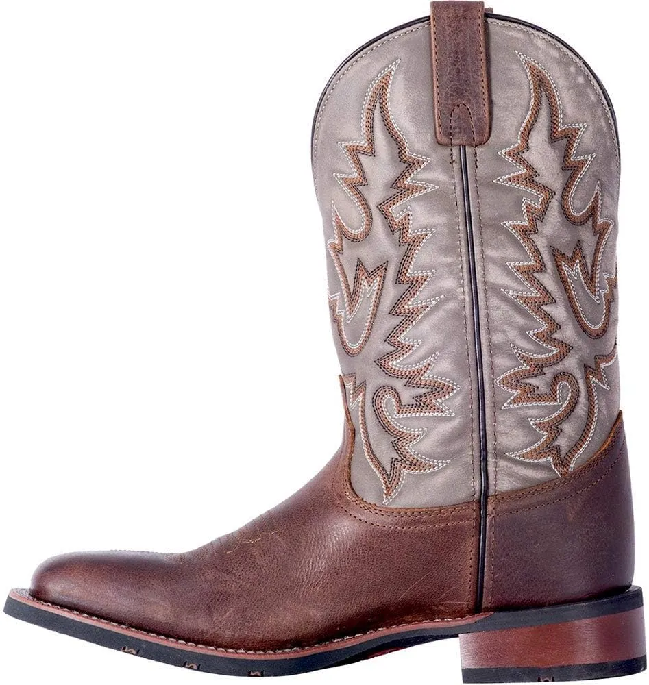 Laredo Mens Montana Embroidered Square Toe Pull On Casual Boots Mid Calf - Brown