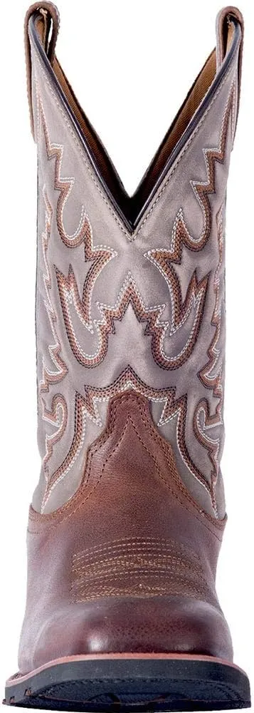 Laredo Mens Montana Embroidered Square Toe Pull On Casual Boots Mid Calf - Brown