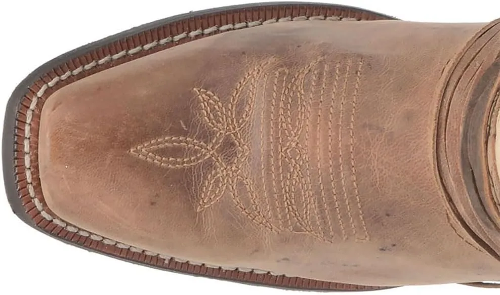 Laredo Womens Myra Embroidered Square Toe Dress Boots Mid Calf Low Heel 1-2" - Brown