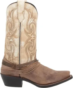 Laredo Womens Myra Embroidered Square Toe Dress Boots Mid Calf Low Heel 1-2" - Brown