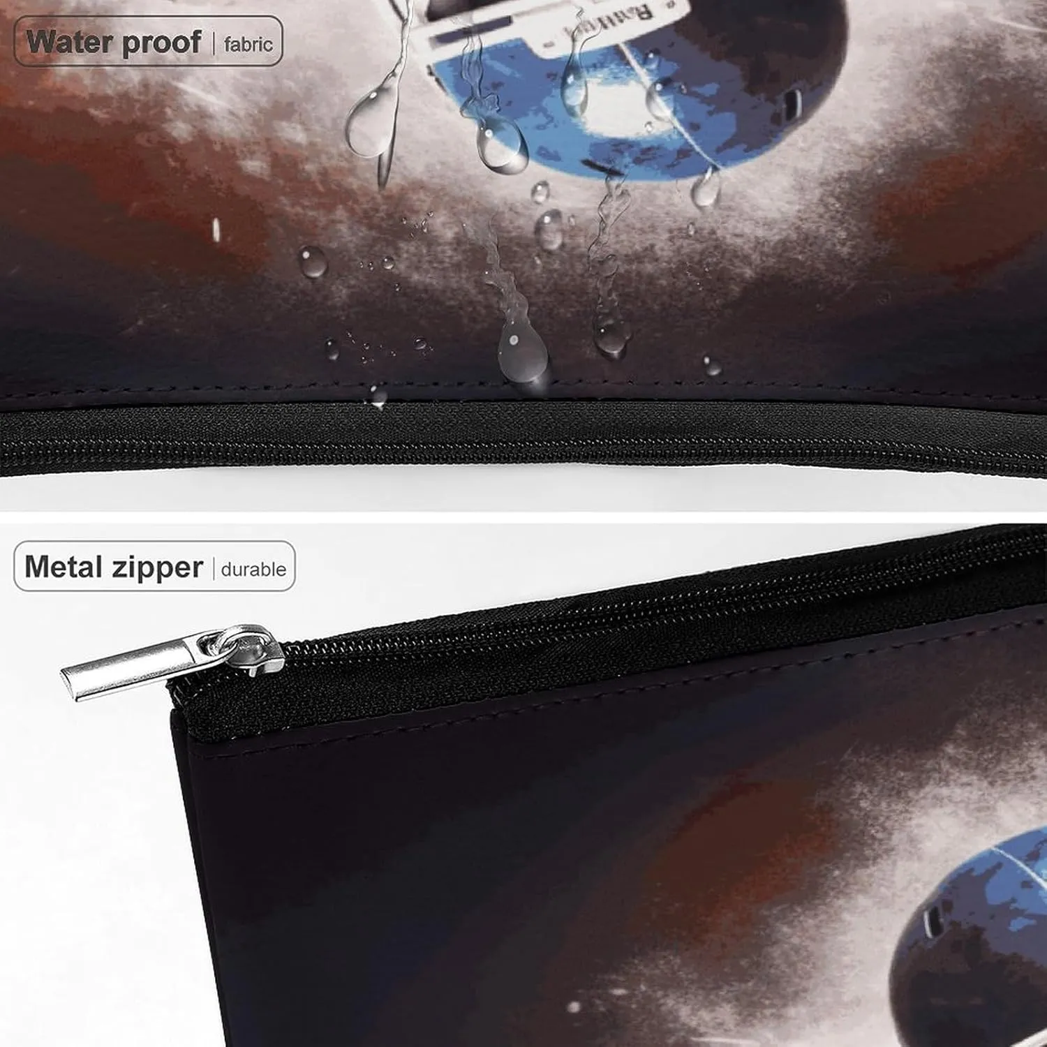 Large Capacity Makeup Bags for Women Portable Leather with Zipper Travelling Makeup Bag American Football Printed