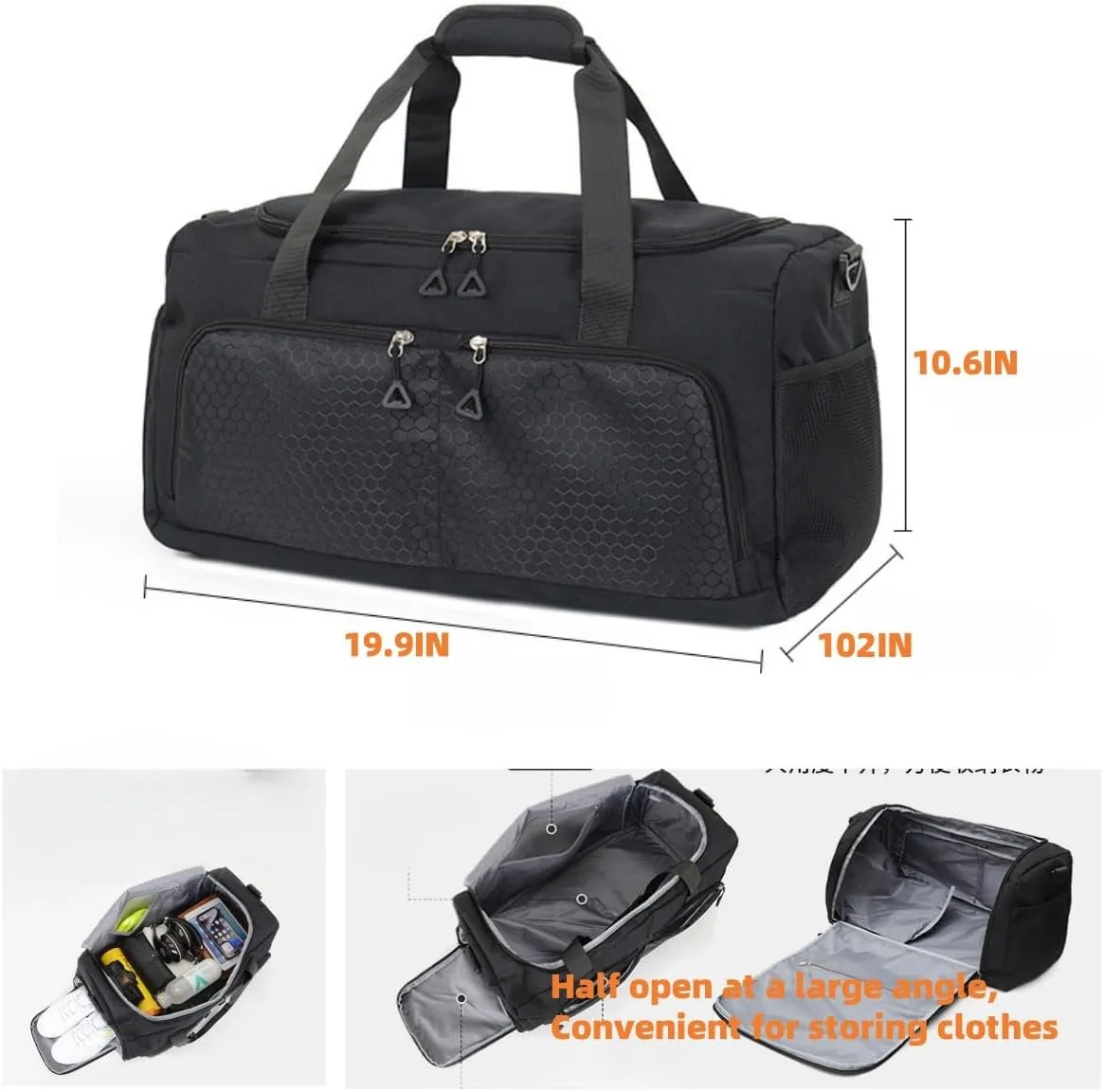 Large capacity men's and women's fitness bags, weekend overnight travel luggage bags, personal belongings travel bag, handbags, fitness dance bag (dark blue)