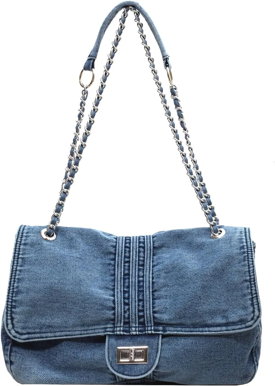 Large Denim Purses for Women Denim Tote Bag Casual Retro Crossbody Lightweight Shoulder Bag Canvas Handbags