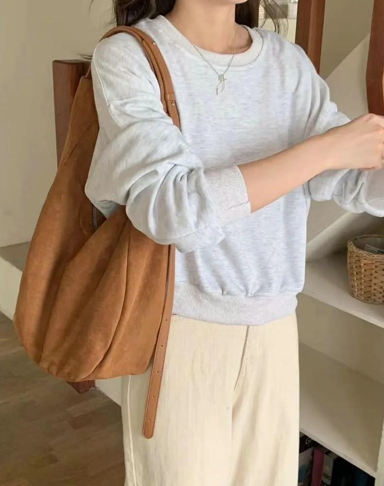 Large Suede Slouchy Tote Bag for Women Shoulder Bag Crescent Crossbody Bag Travel Purse with Adjustable Strap