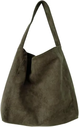 Large Suede Tote Bag For Women Slouchy Shoulder Bags Suede Purses Women’s Satchel Bag Work Handbag Crescent Bag Travel Winter