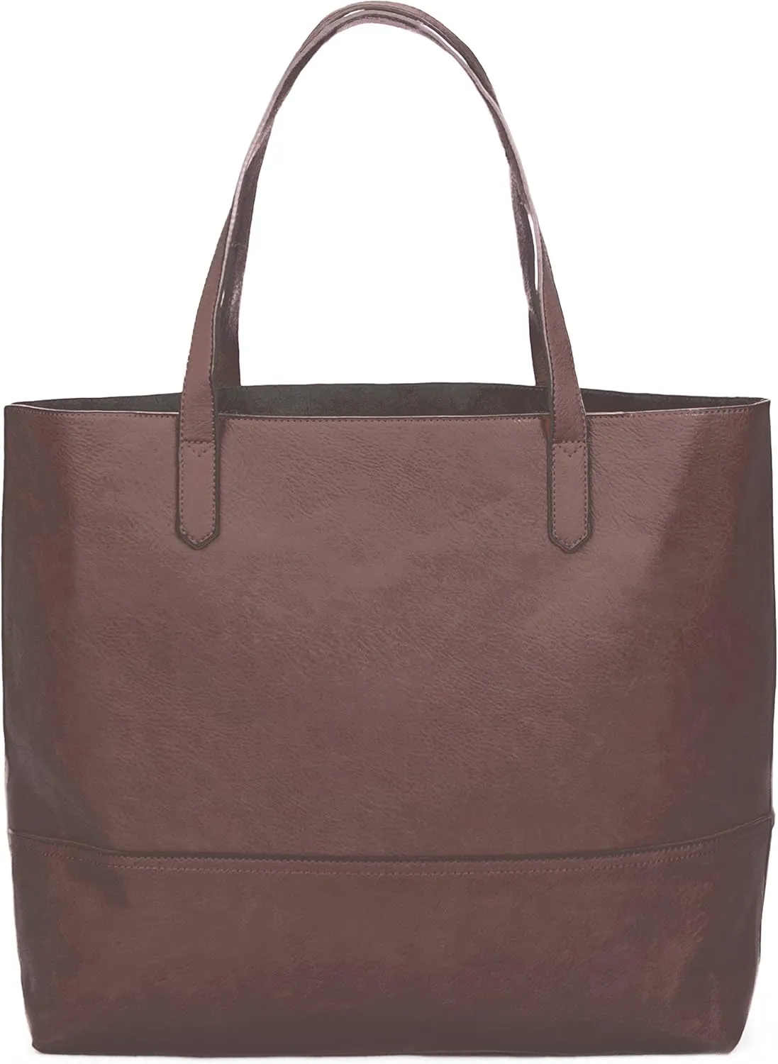 Large Vegan Leather Tote - Womens Slouchy Shoulder Bag with Open Top