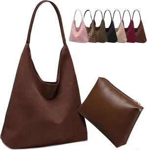 Large Work Tote Bags for Women, 2025 Boho Slouchy Suede Purses Handbags