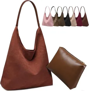 Large Work Tote Bags for Women, 2025 Boho Slouchy Suede Purses Handbags