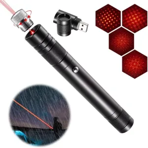 Laser Pointer High Power Rechargeable Lazer Pointer, Laser Pen with Long Range Adjustable Focus with Star Cap, Laser Pointer Pen Suitable for Outdoor, Astronomy, Cats Dogs (Red)
