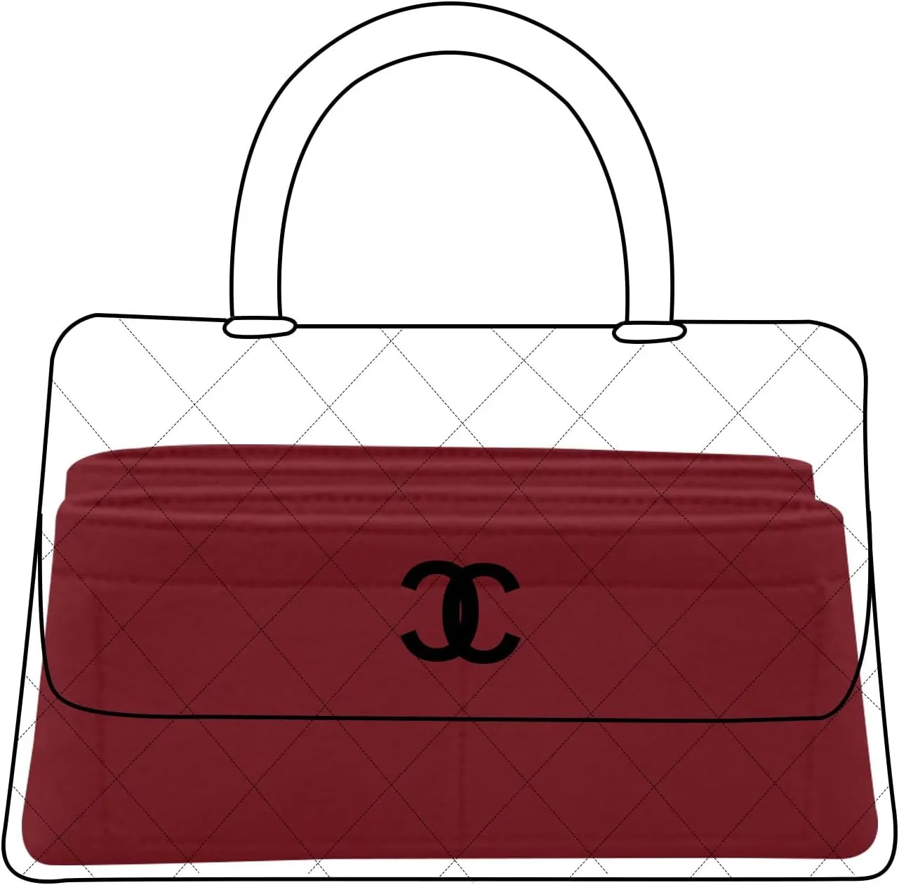 Lckaey Organizer For chanel coco small handle bag insert Felt Organizer bag Insert Y080wine red-S