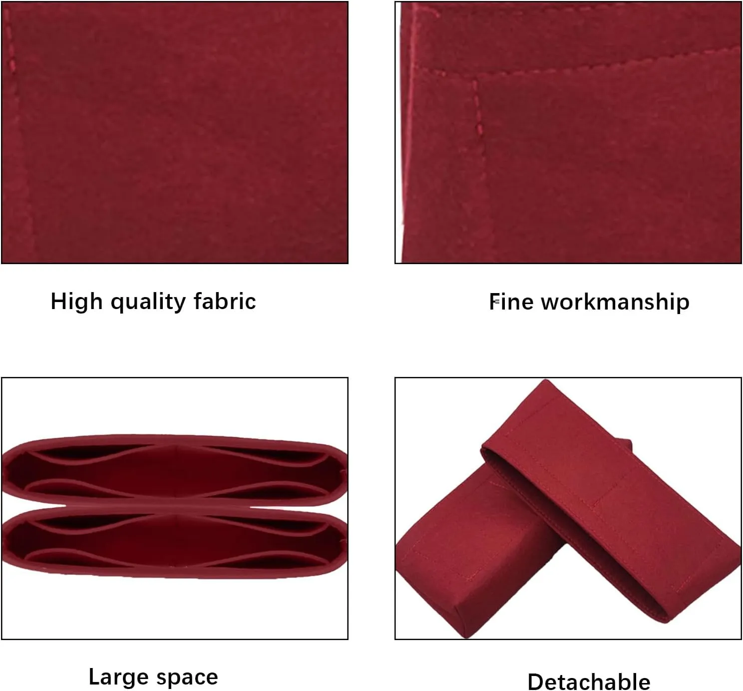 Lckaey Organizer For chanel coco small handle bag insert Felt Organizer bag Insert Y080wine red-S