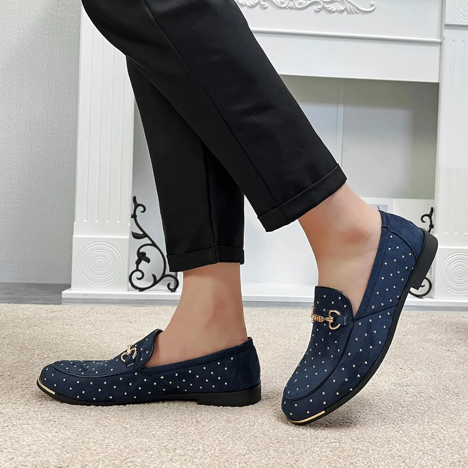LCQL Men's Luxury Velvet Penny Loafer Shoes Noble Slip-on Suede Loafers Smoking Slippers Plus Size 7-13