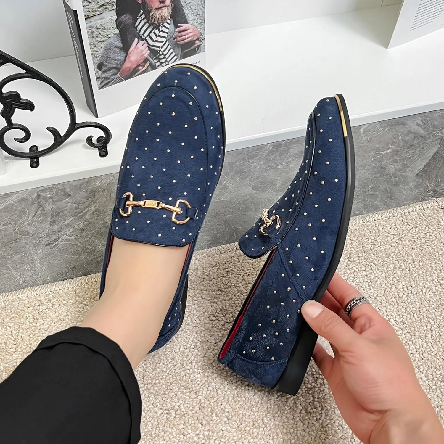 LCQL Men's Luxury Velvet Penny Loafer Shoes Noble Slip-on Suede Loafers Smoking Slippers Plus Size 7-13
