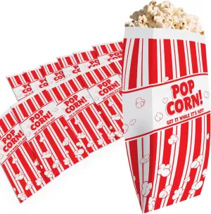 Leak-proof, Grease Resistant Popcorn Bags 50 Pack. Tear Resistant, Single Serving 2oz Paper Sleeves in Nostalgic Red/White Design. Great Movie Theme Party Supplies, Retro Carnivals & Fundraisers
