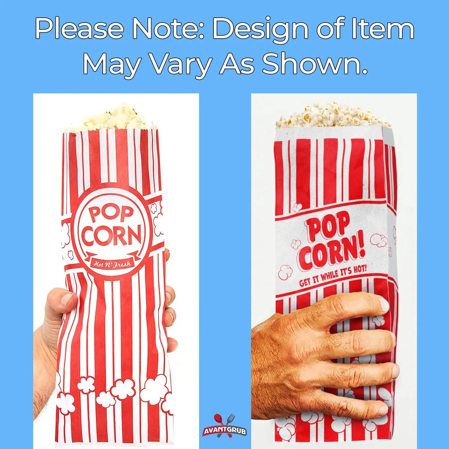 Leak-proof, Grease Resistant Popcorn Bags 50 Pack. Tear Resistant, Single Serving 2oz Paper Sleeves in Nostalgic Red/White Design. Great Movie Theme Party Supplies, Retro Carnivals & Fundraisers