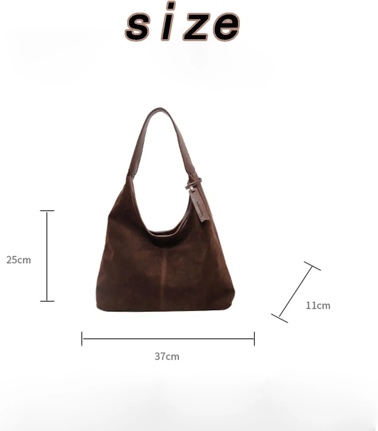 Leather Hobo Bags for Women Suede Purse Slouchy Tote Bag Womens Suede Tote Bag Hobo Handbag Office Tote Handbag (Brown)