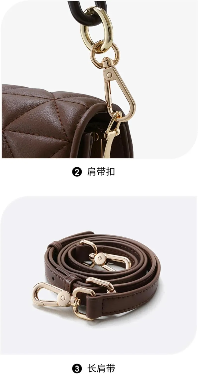 Leather Quilted Chain, Armpit Small Square Bag, Shoulder Crossbody Bag, Women's Bag