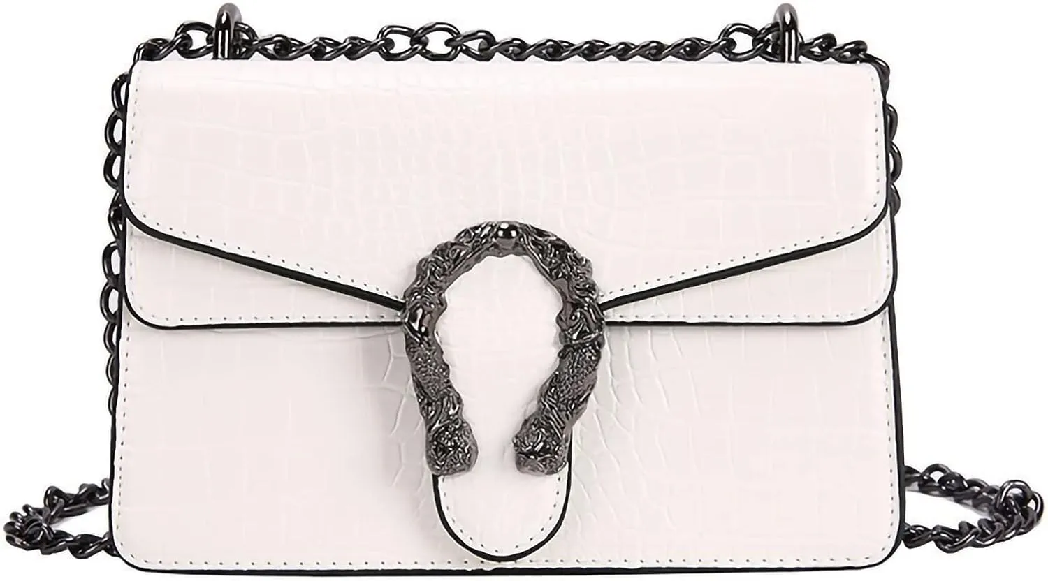 Leather Shoulder Bag Chain Purse for Women - Fashion Crossbody Bags Vintage Snake Print Underarm Bag Square Satchel Handbag
