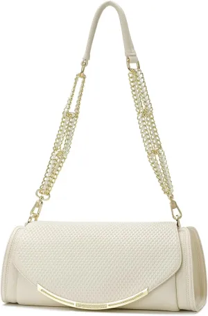 Leather Shoulder Bags for Women Medium White Crossbody Bags for Women Underarm Purses and Handbags with Strap